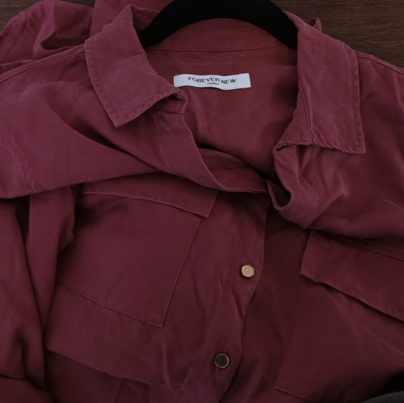 Forever New Denim Burgundy Shirtdress - Picture 6 of 6